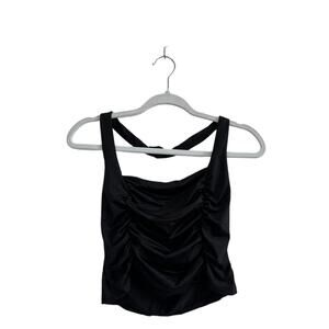 NWOT Women's Black Tank Top Around the Neck Strap Bustier Club Sexy Large
